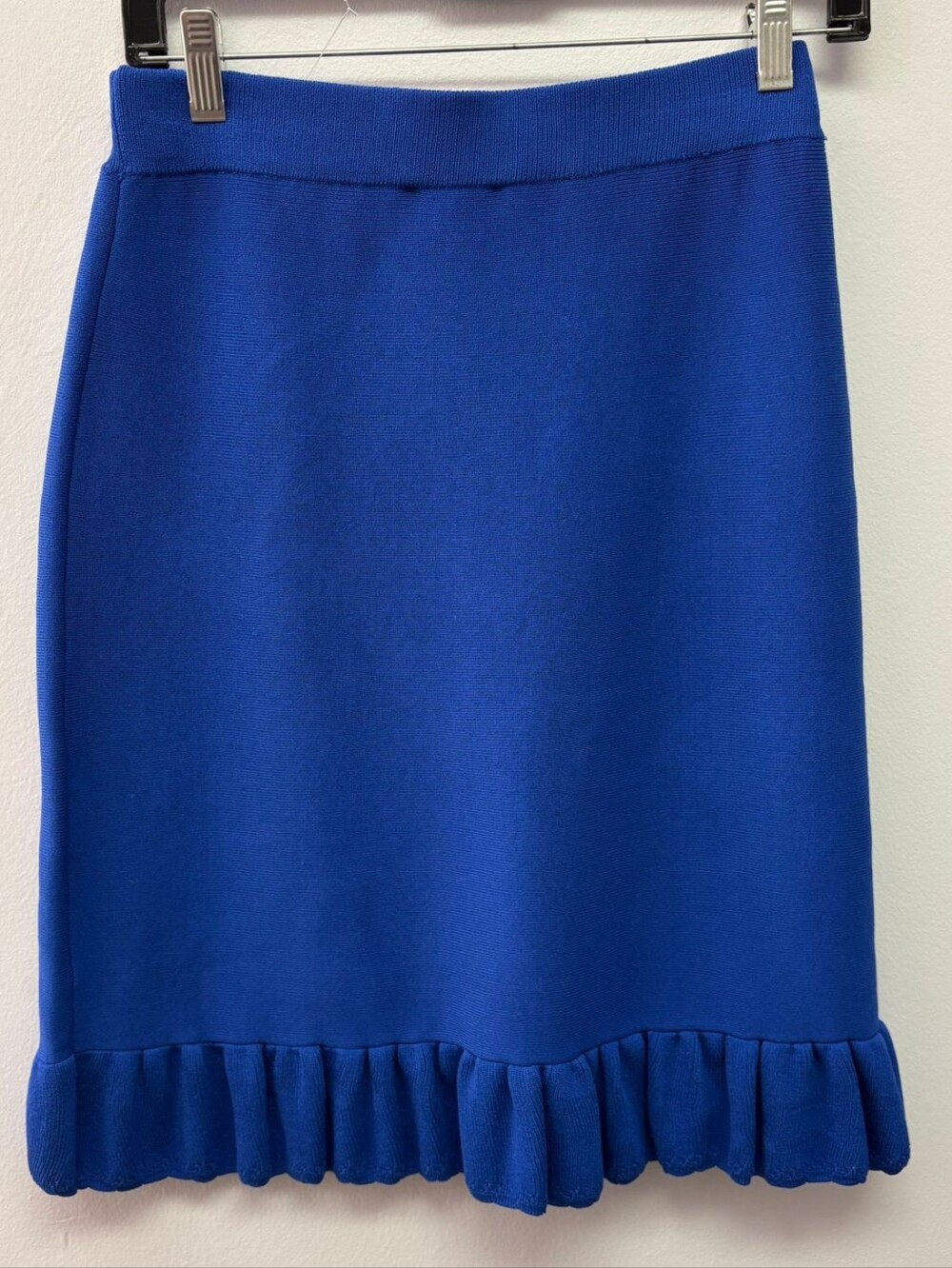 Ruffle-Hem Midi Skirt in Cobalt Blue - Picture 2 of 7